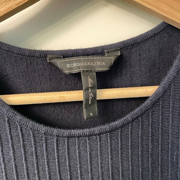 BCBGMaxAzria Womens Navy Blue Pleated Midi Dress - Picture 2 of 9